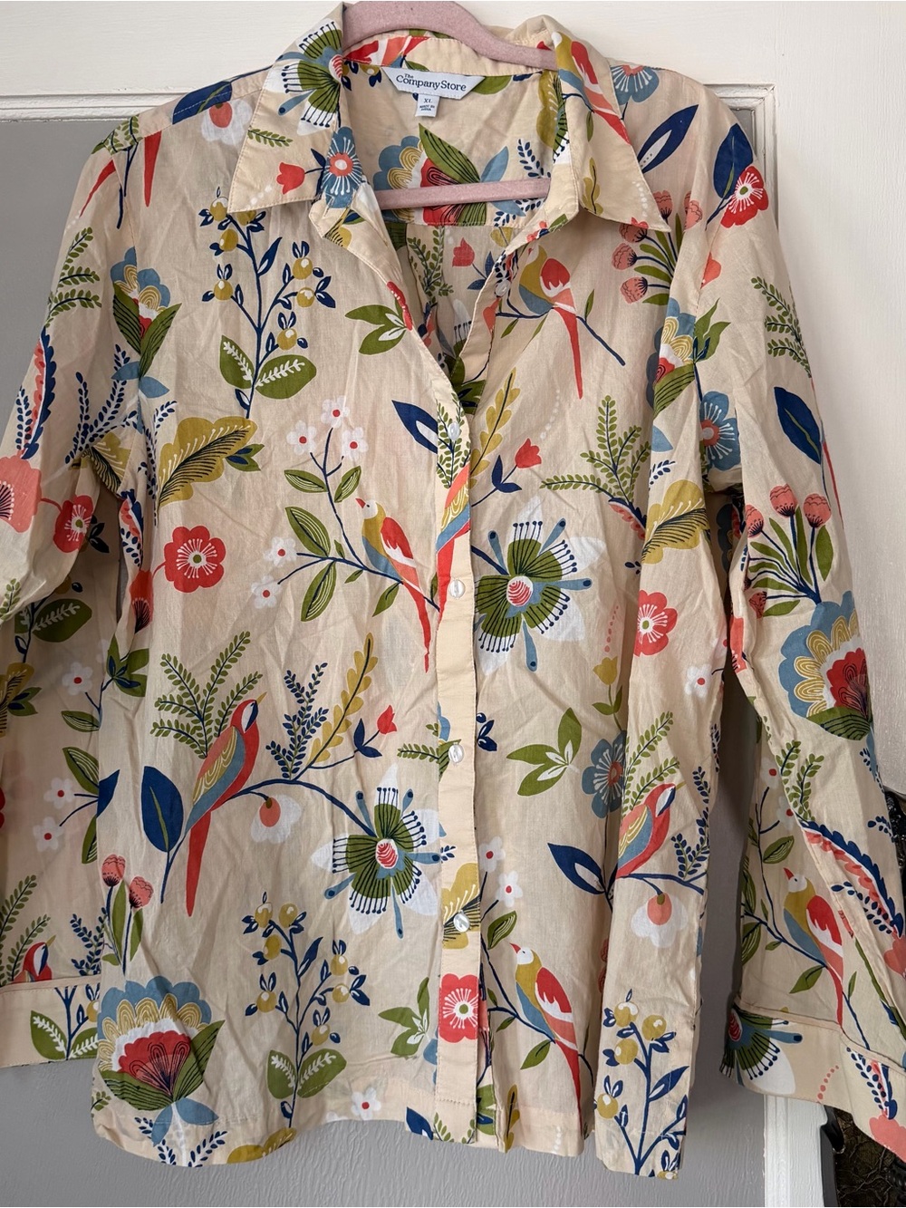 The company store 2 piece floral print pajama set long sleeve pants